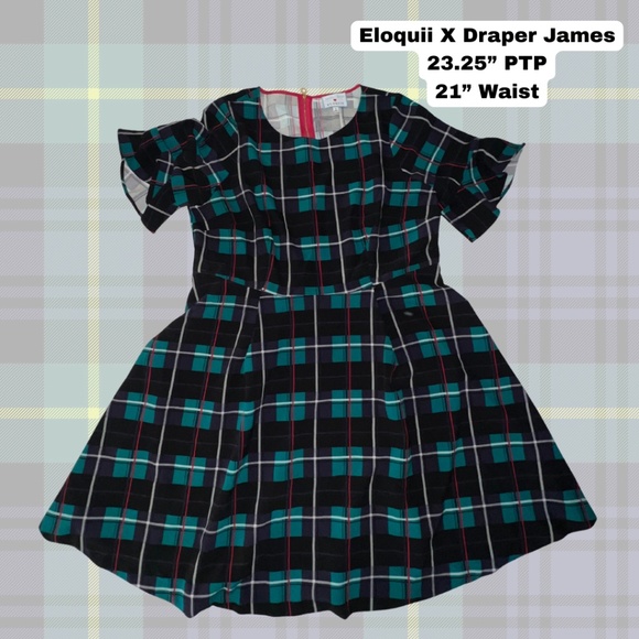 Eloquii X Draper James Plaid Tartan A-line Short Sleeve Dress - Picture 1 of 3